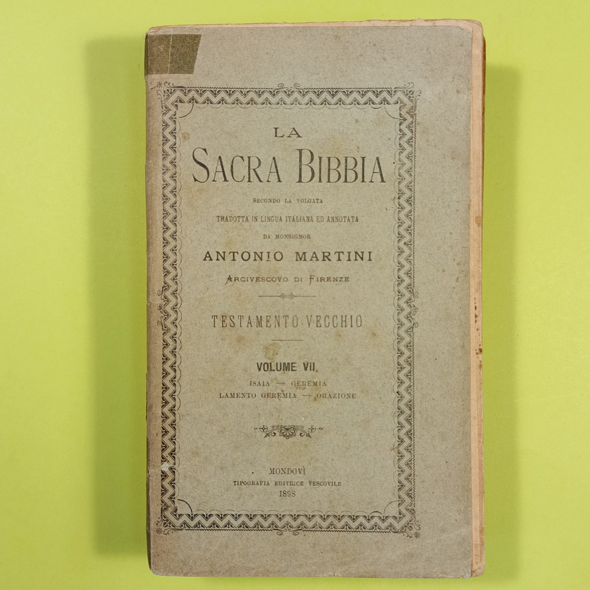 LA SACRA BIBBIA TESTAMENTO VECCHIO VOL VII