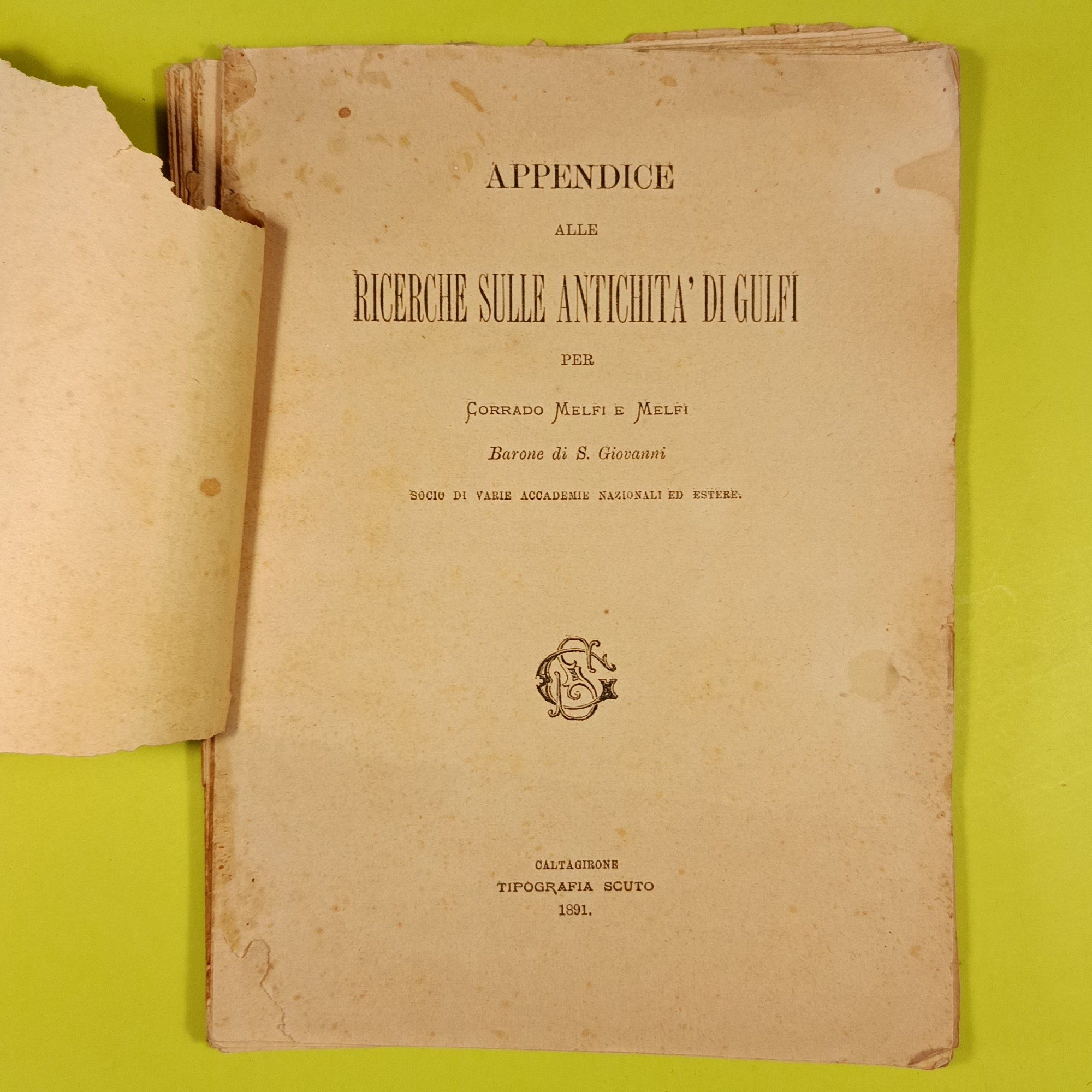 APPENDICE ALLE RICERCHE SULLE ANTICHITÀ DI GULFI - immagine 2