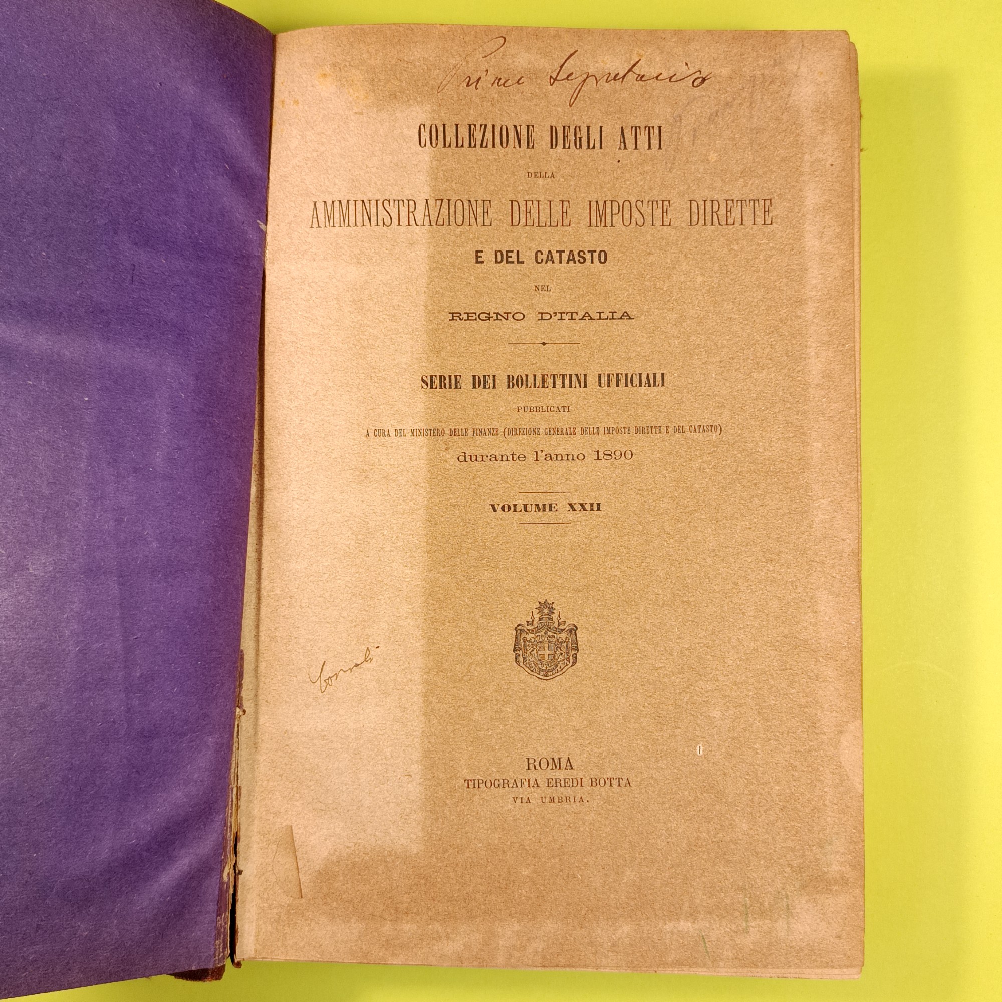 COLLEZIONE ATTI AMMINISTRAZIONE IMPOSTE E CATASTO REGNO ITALIA - immagine 5