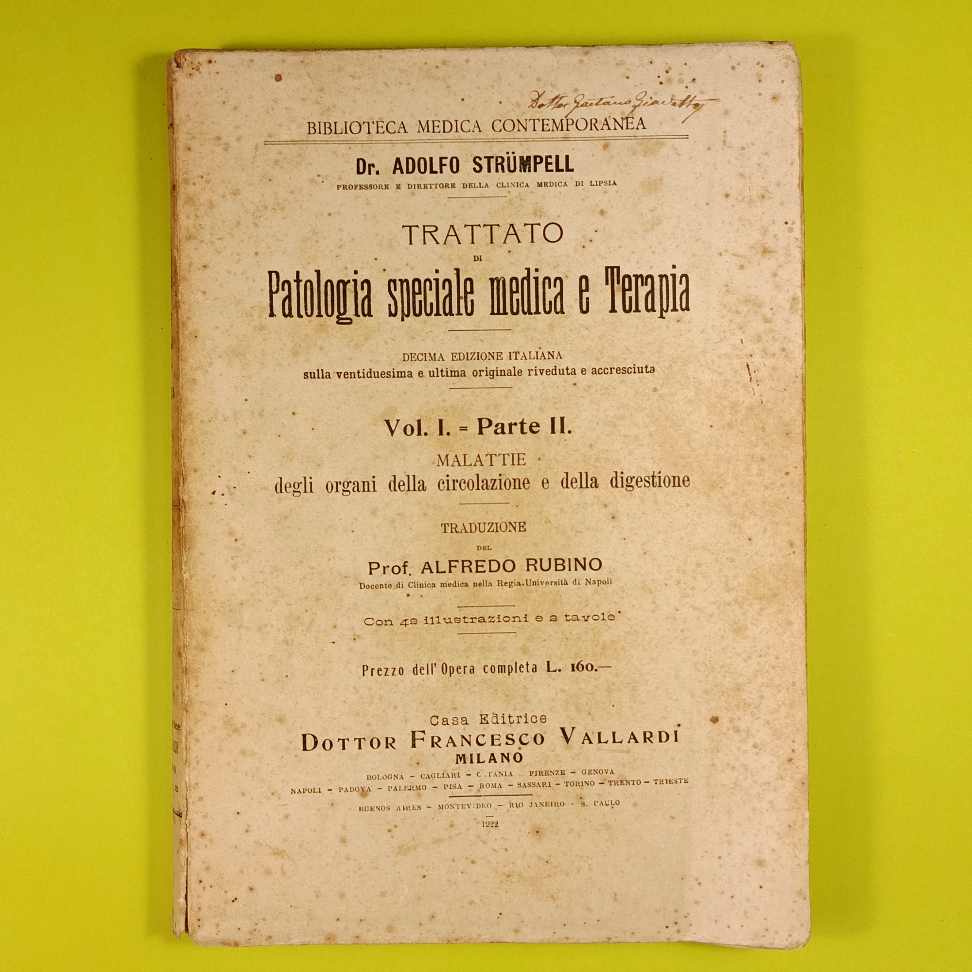 TRATTATO PATOLOGIA SPECIALE MEDICA E TERAPIA VOL I PARTE II