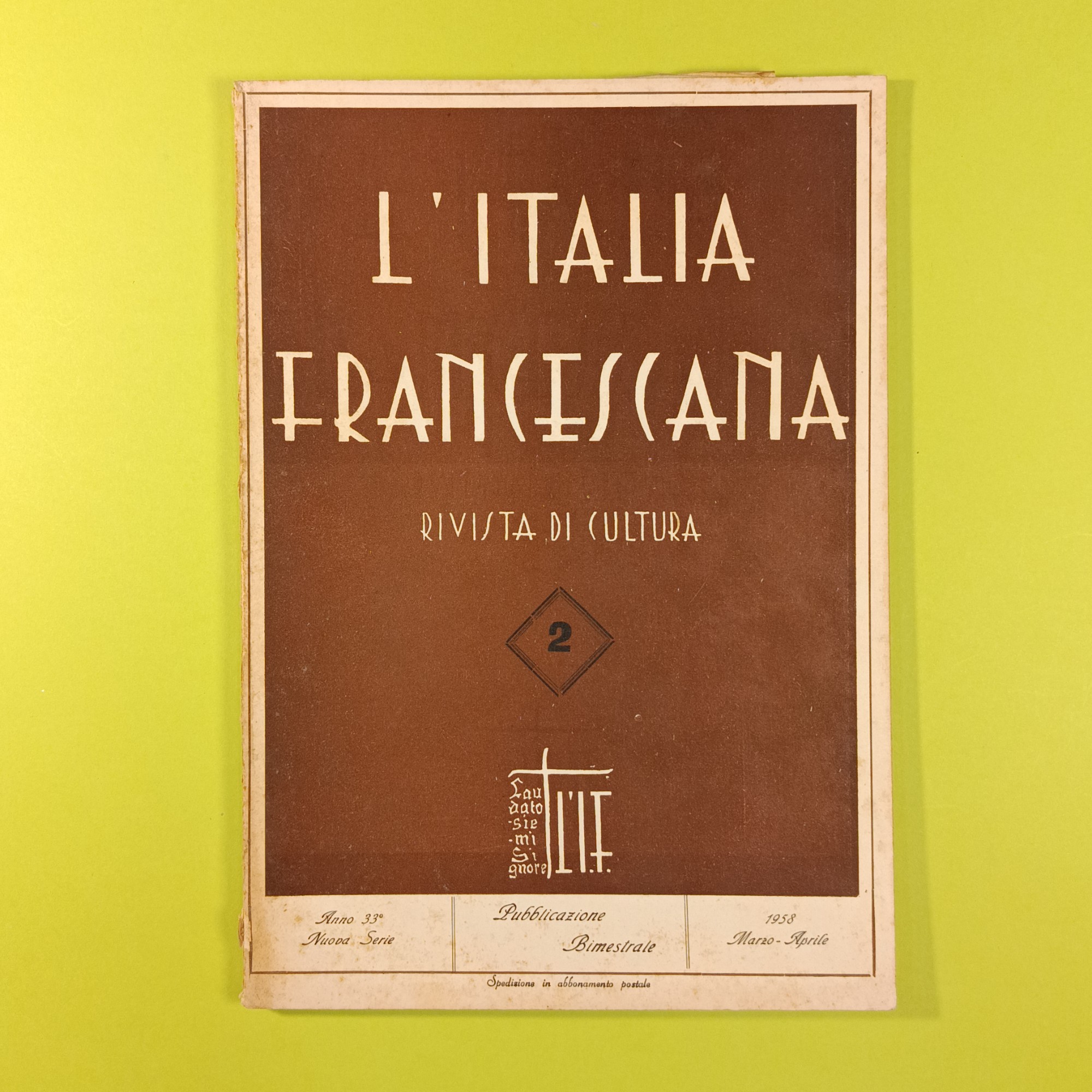 L'ITALIA FRANCESCANA MARZO APRILE 1958 N 2