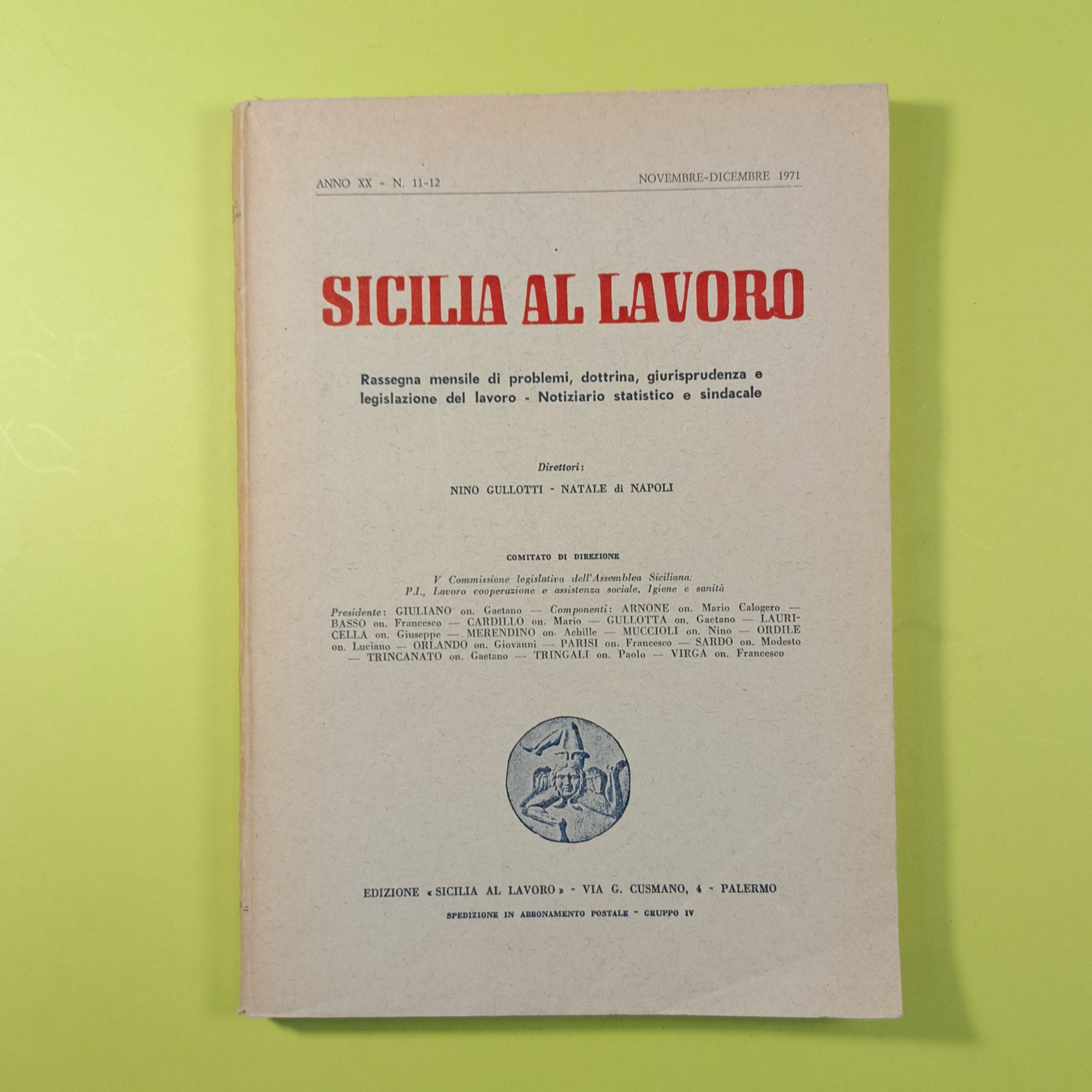SICILIA AL LAVORO NOVEMBRE DICEMBRE 1971 N. 11-12