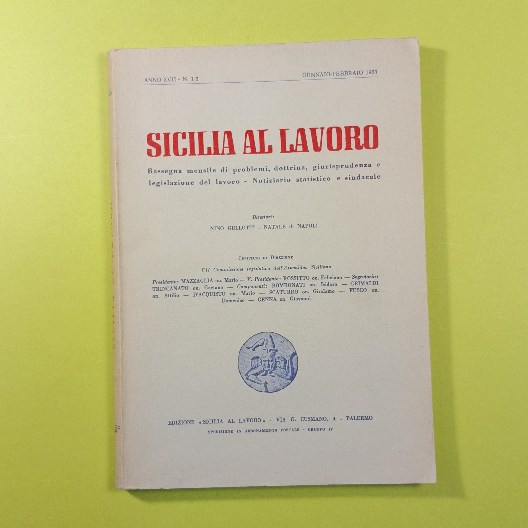 SICILIA AL LAVORO GENNAIO FEBBRAIO 1968 N. 1-2