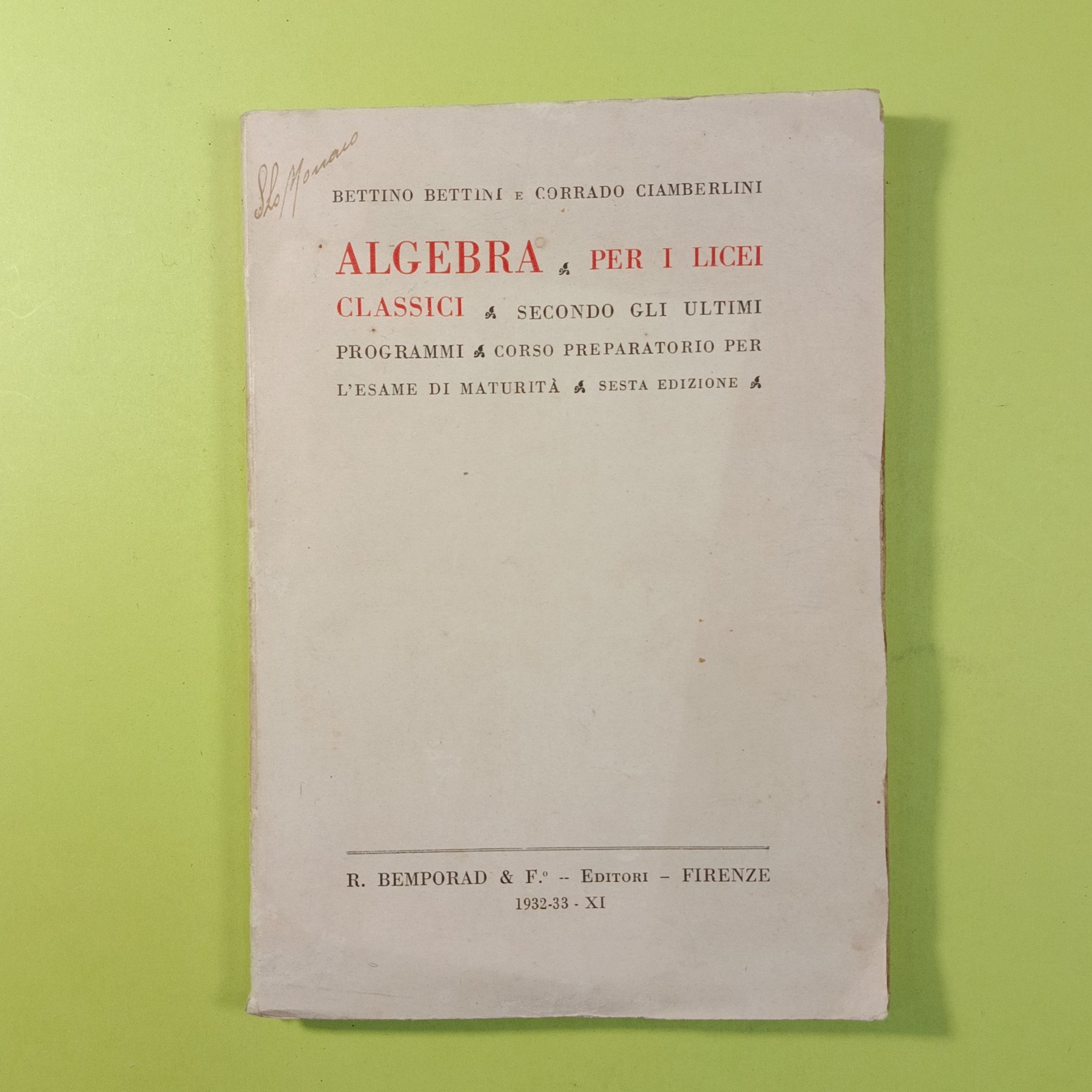 ALGEBRA PER I LICEI CLASSICI