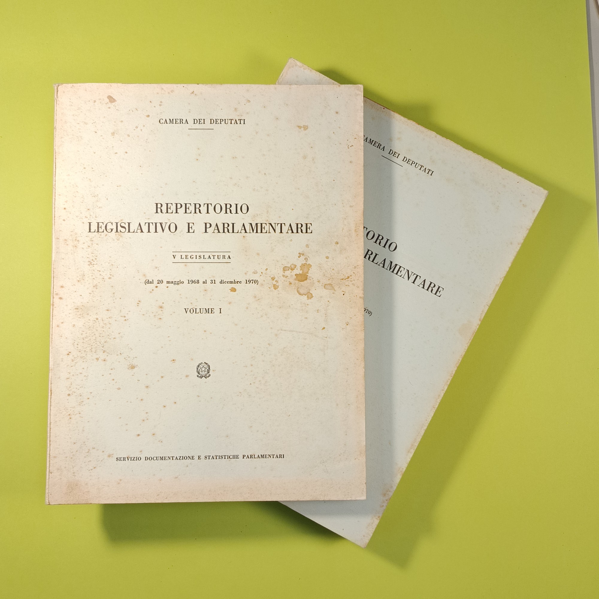 REPERTORIO LEGISLATIVO E PARLAMENTARE VOL I E II V LEGISLATURA 1970
