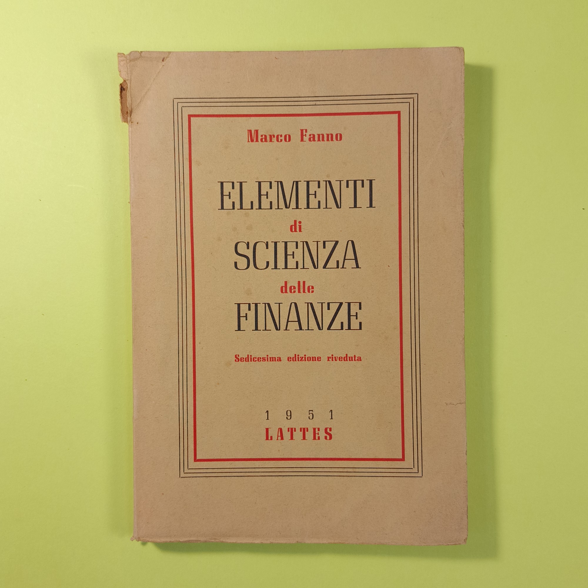 ELEMENTI DI SCIENZA DELLE FINANZE