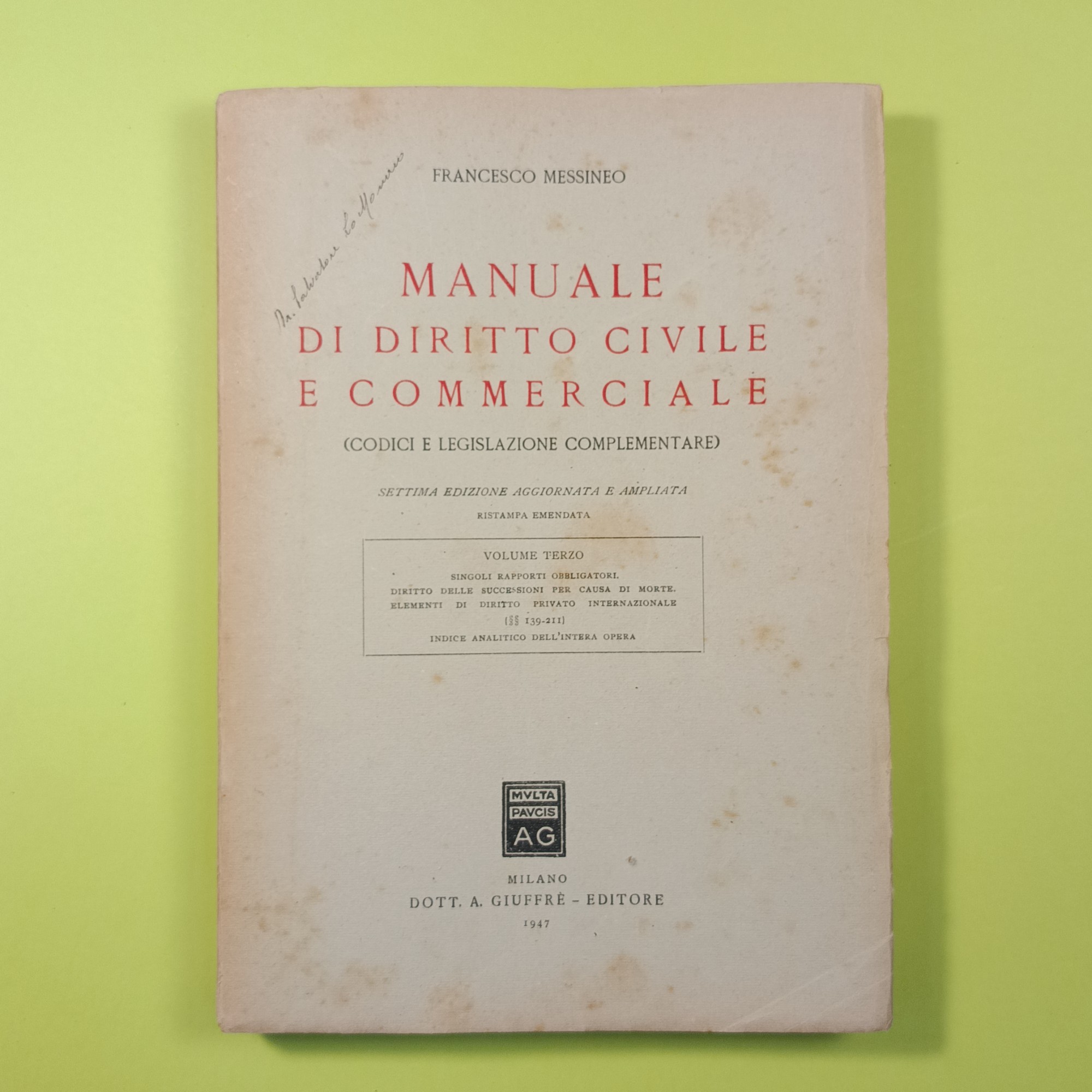 MANUALE DI DIRITTO CIVILE E COMMERCIALE VOL III