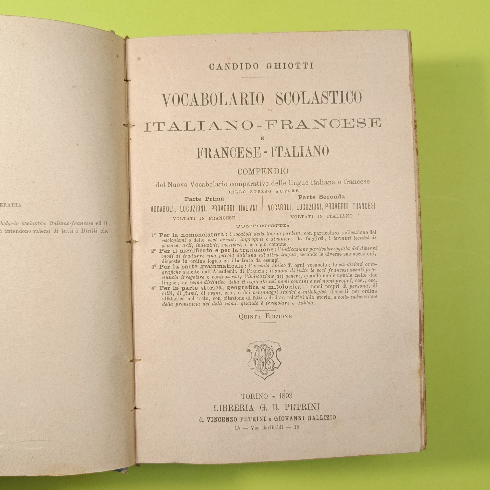 VOCABOLARIO SCOLASTICO DELLE LINGUE ITALIANA E FRANCESE - immagine 3