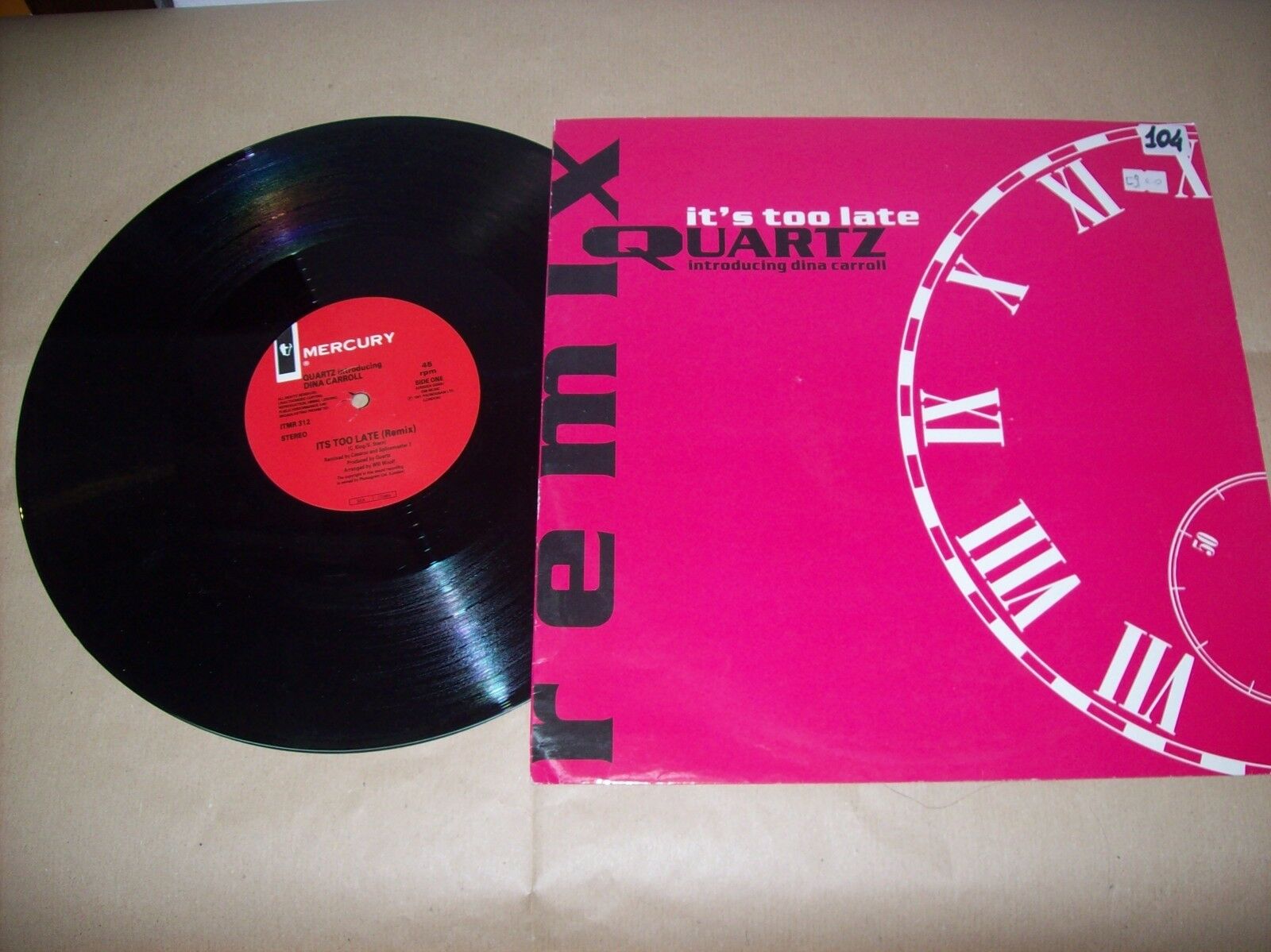 QUARTZ INTRODUCING DINA CARROLL IT'S TOO LATE REMIX ITMR 312 45 GIRI 12"