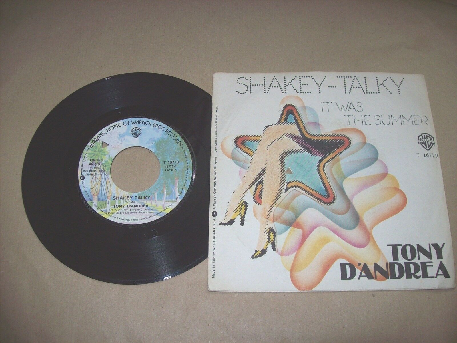 TONY D'ANDREA SHAKEY TALKY / IT WAS THE SUMMER WARNER BROS T 16779 45 GIRI 1976