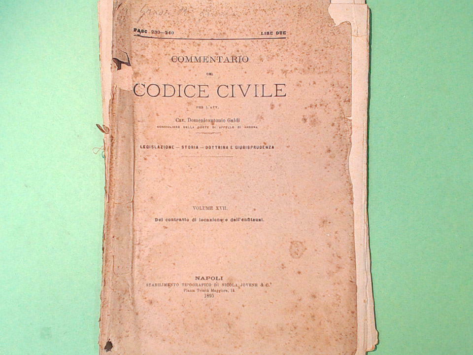 COMMENTARIO DEL CODICE CIVILE VOL XVII FASC 239-240 GALDI JOVENE 1895