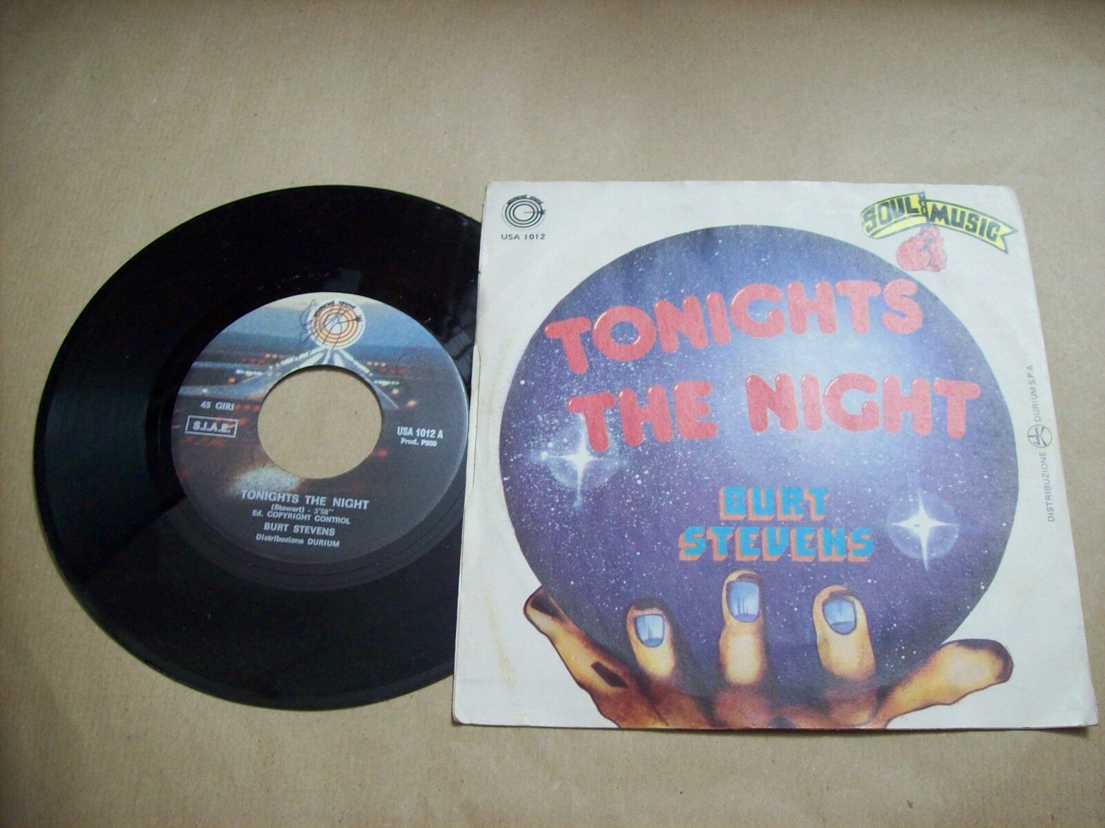 BURT STEVENS TONIGHT THE NIGHT / A LITTLE BIT MORE SOUL MUSIC USA 1012 45 GIRI