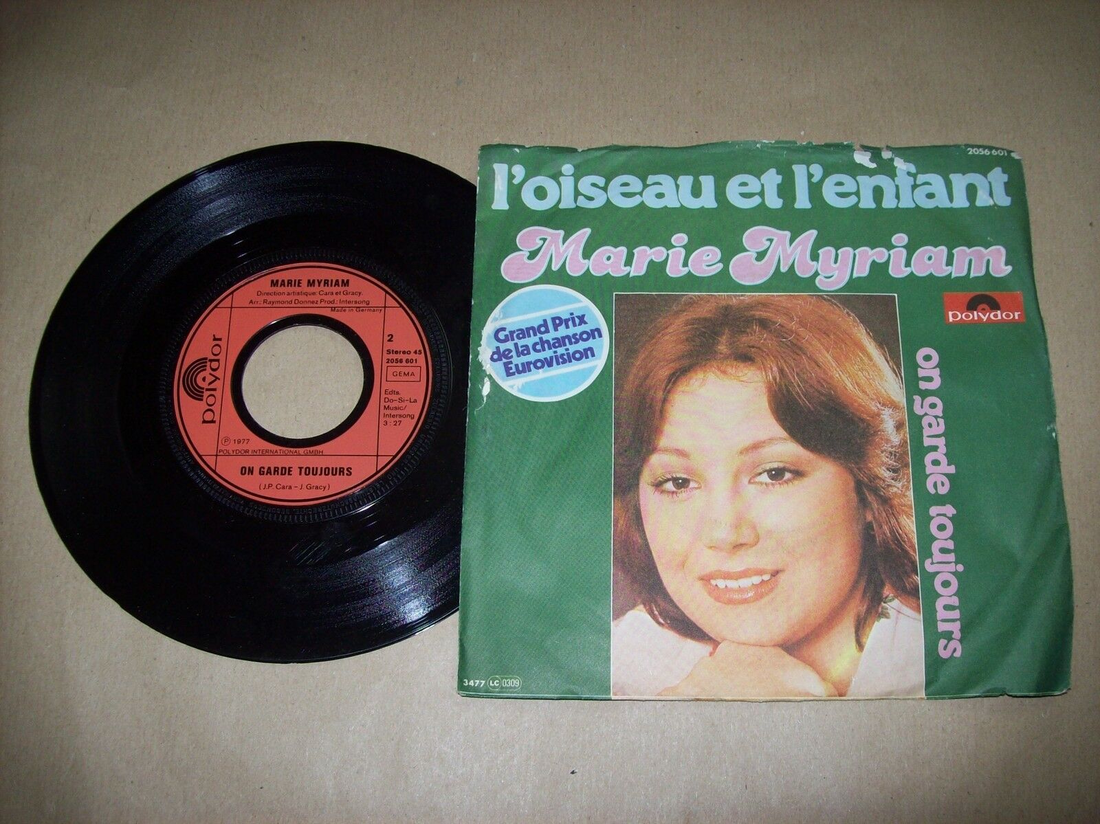 MARIE MYRIAM L'OISEAU ET L'ENFANT / ON GARDE TOUJOURS POLYDOR 2056 601 45 GIRI