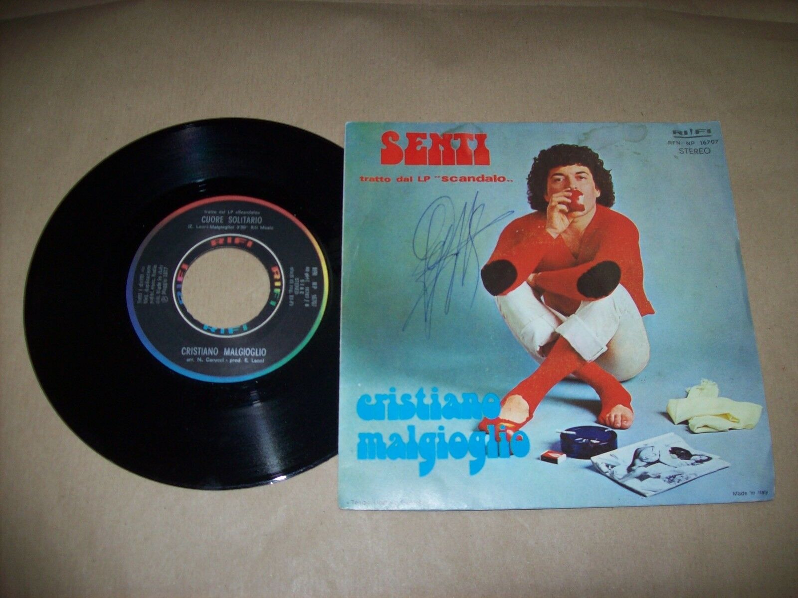 CRISTIANO MALGIOGLIO SENTI / CUORE SOLITARIO RIFI RFN NP 16707 45 GIRI 1977