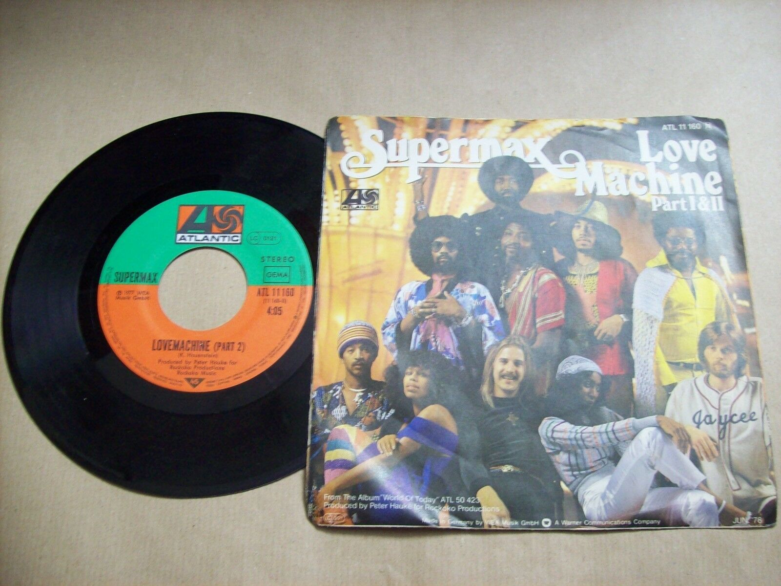 SUPERMAX LOVE MACHINE PART I & II ATLANTIC ATL 11 160 45 GIRI 1977