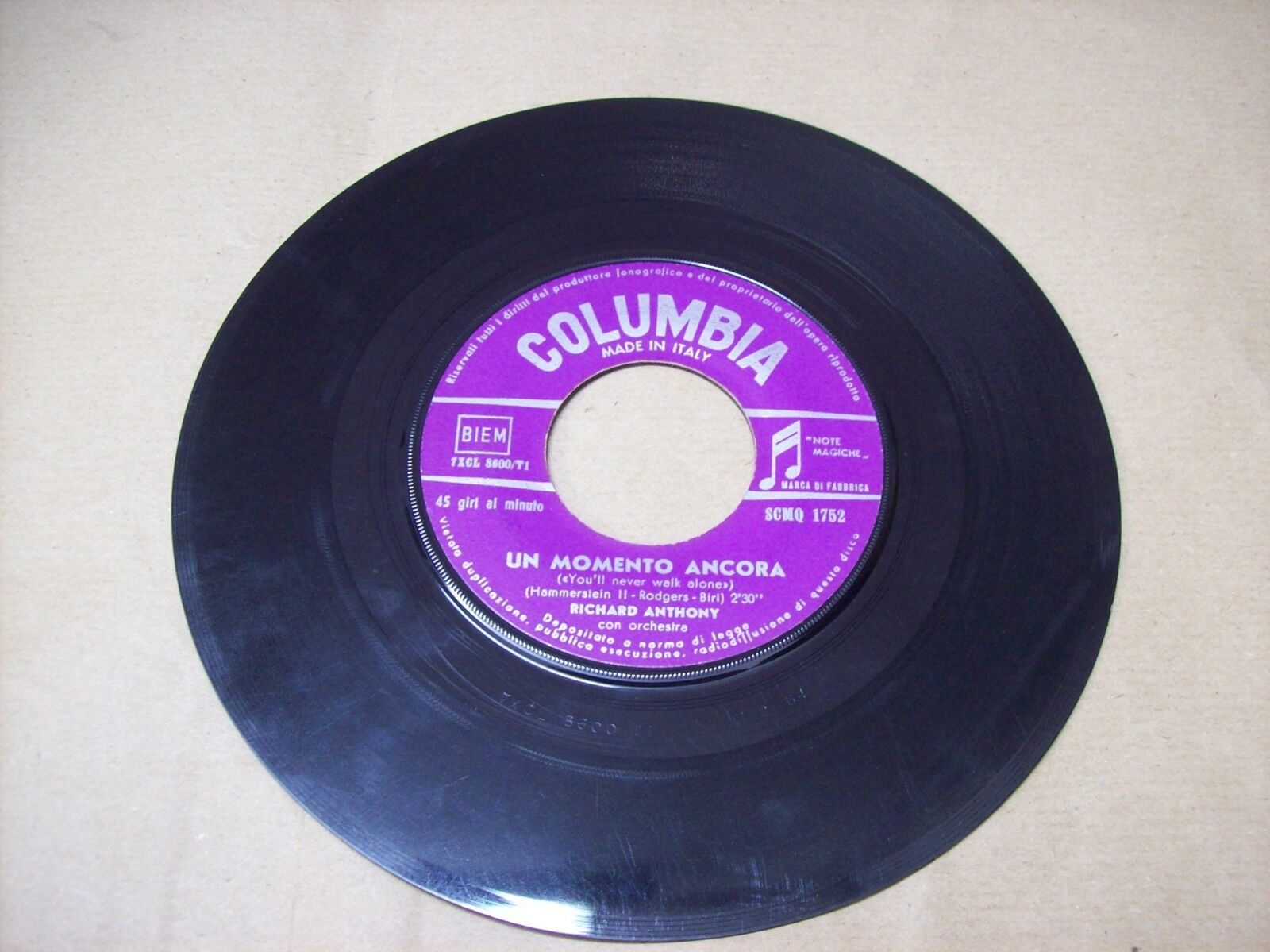 RICHARD ANTHONY CIN CIN / UN MOMENTO ANCORA COLUMBIA SCMQ 1752 45 GIRI 1964