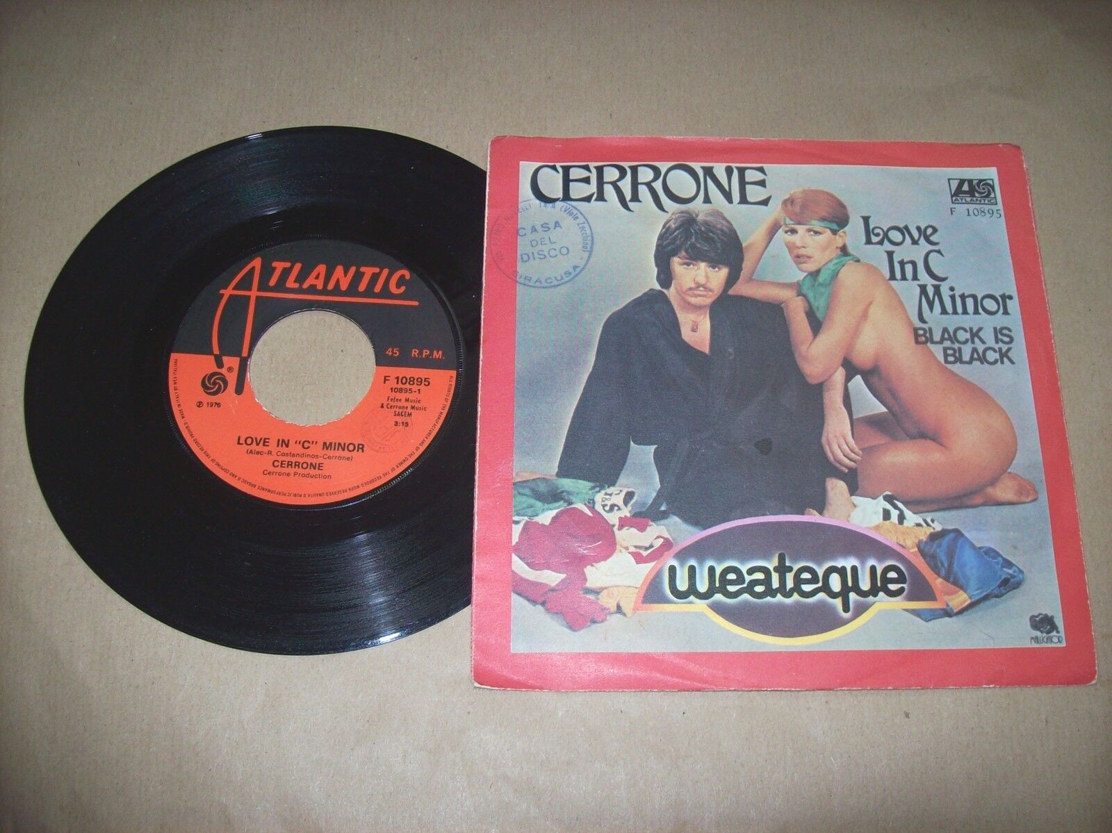 CERRONE LOVE IN C MINOR / BLACK IS BLACK WEA F 10895 45 GIRI 1976