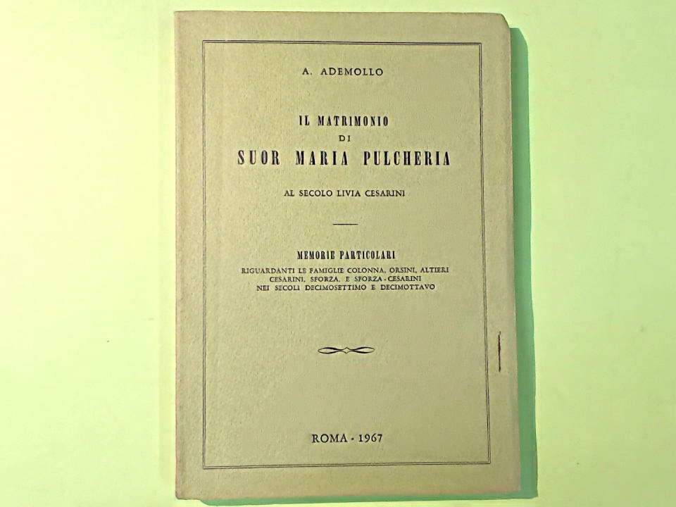 IL MATRIMONIO DI SUOR MARIA PULCHERIA ADEMOLLO 1967