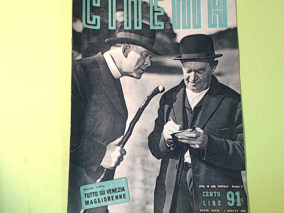 CINEMA QUINDICINALE DIVULGAZIONE CINEMATOGRAFICA 1 AGOSTO 1952 N 91