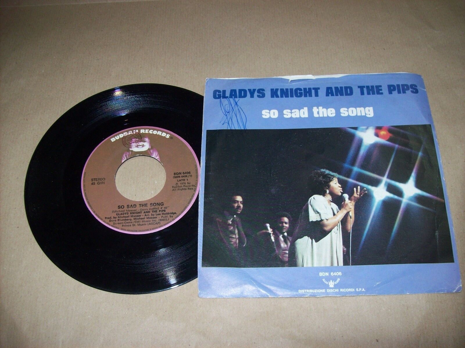 GLADYS KNIGHT AND THE PIPS SO SAD THE SONG BDN 6406 45 GIRI 1976