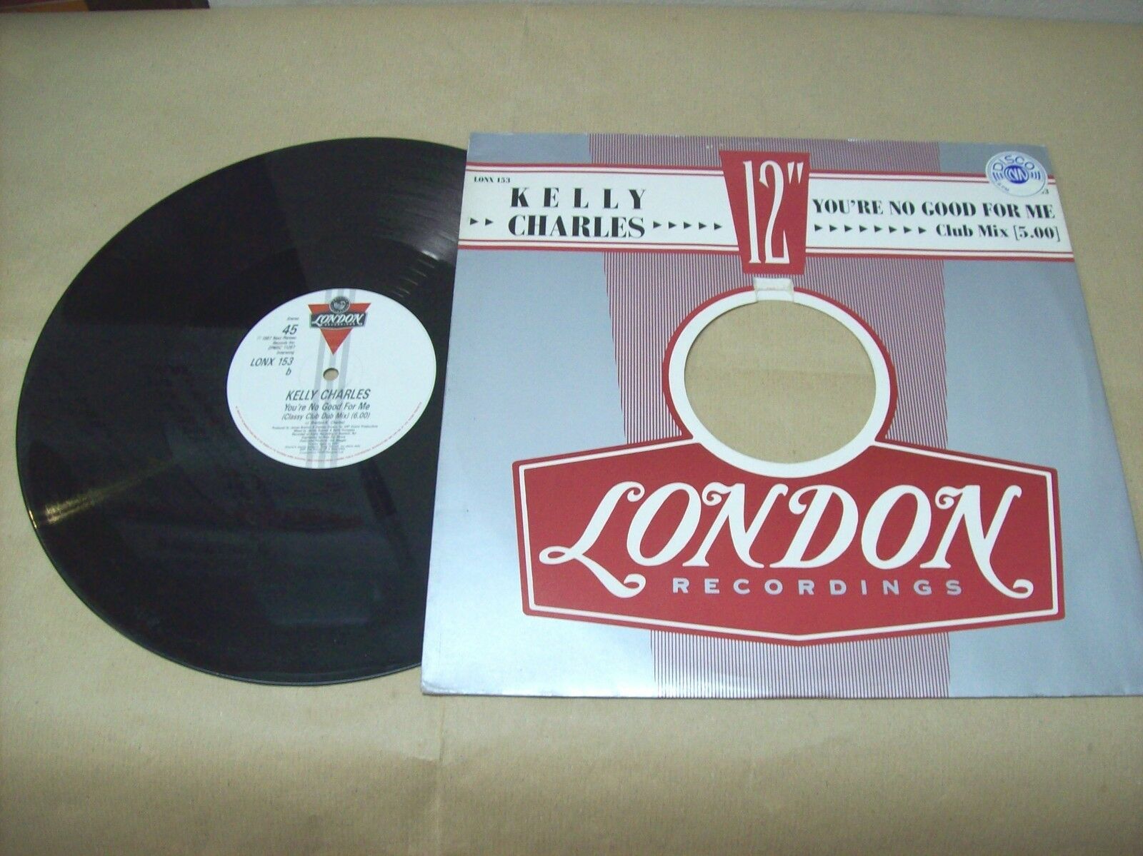 KELLY CHARLES YOU'RE NO GOOD FOR ME LONDON RECORDING LONX 153 45 GIRI 12" 1987