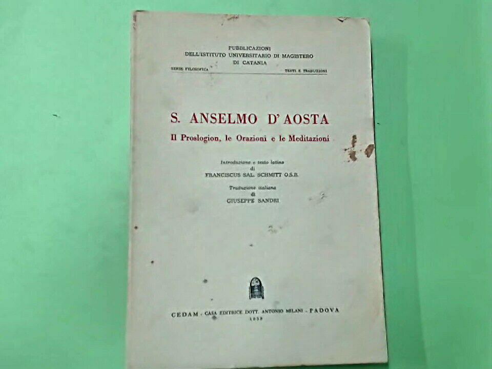 S ANSELMO D'AOSTA CEDAM 1959