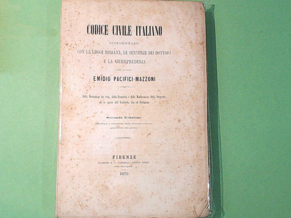 CODICE CIVILE ITALIANO COMMENTATO PACIFICI MAZZONI CAMMELLI 1870