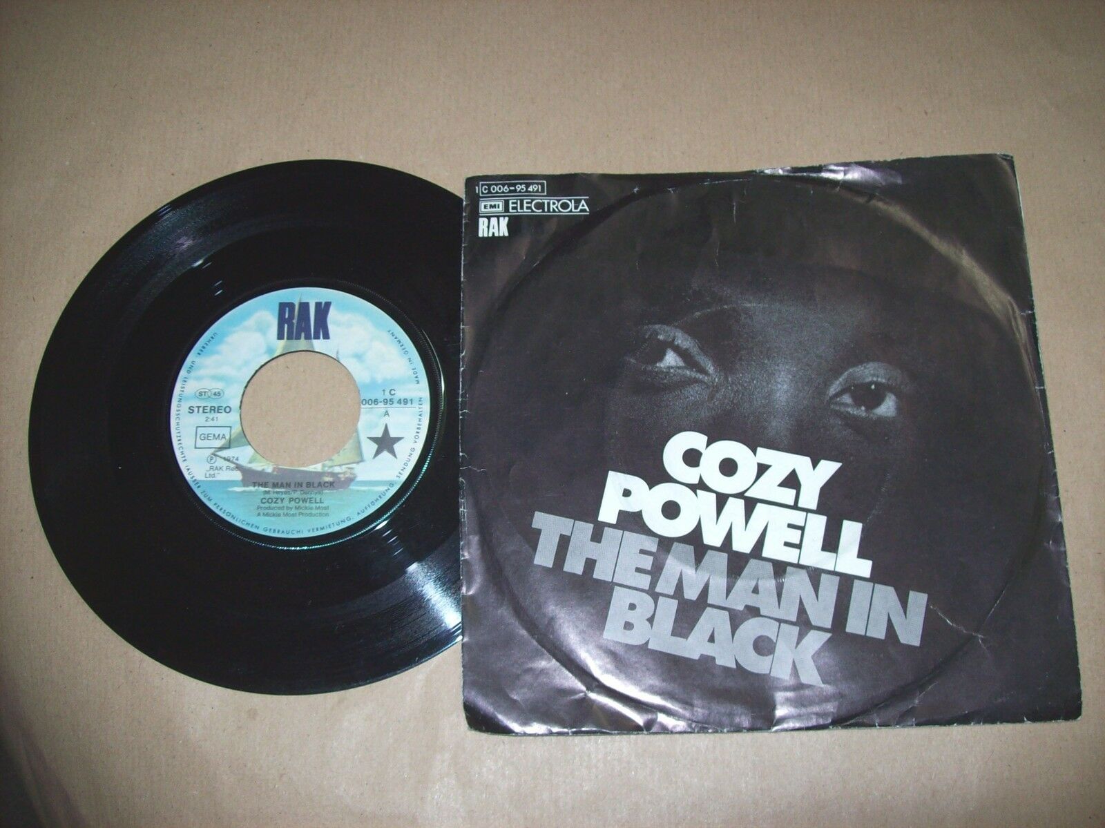 COZY POWELL THE MAN IN BLACK / AFTER DARK RAK 1C 006 95 491 45 GIRI 1974