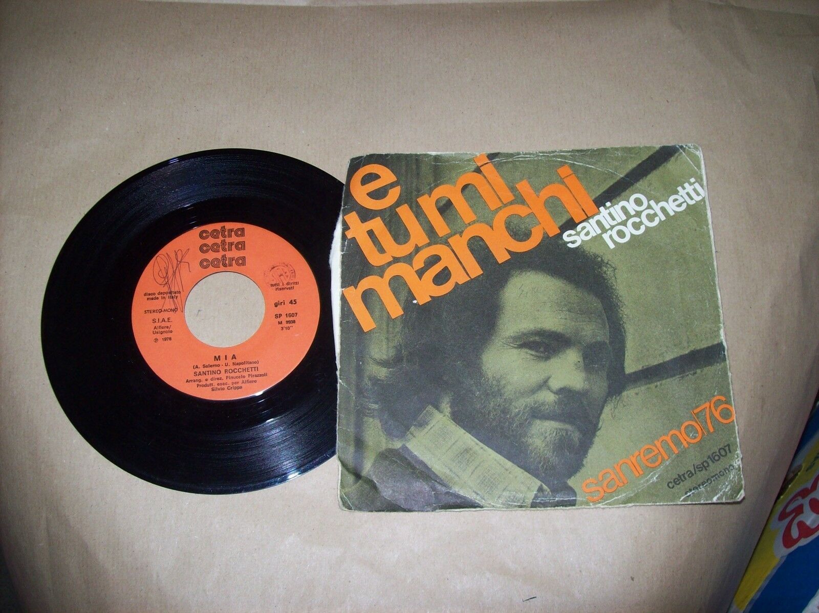 SANTINO ROCCHETTI E TU MI MANCHI / MIA CETRA M 9938 45 GIRI 1976