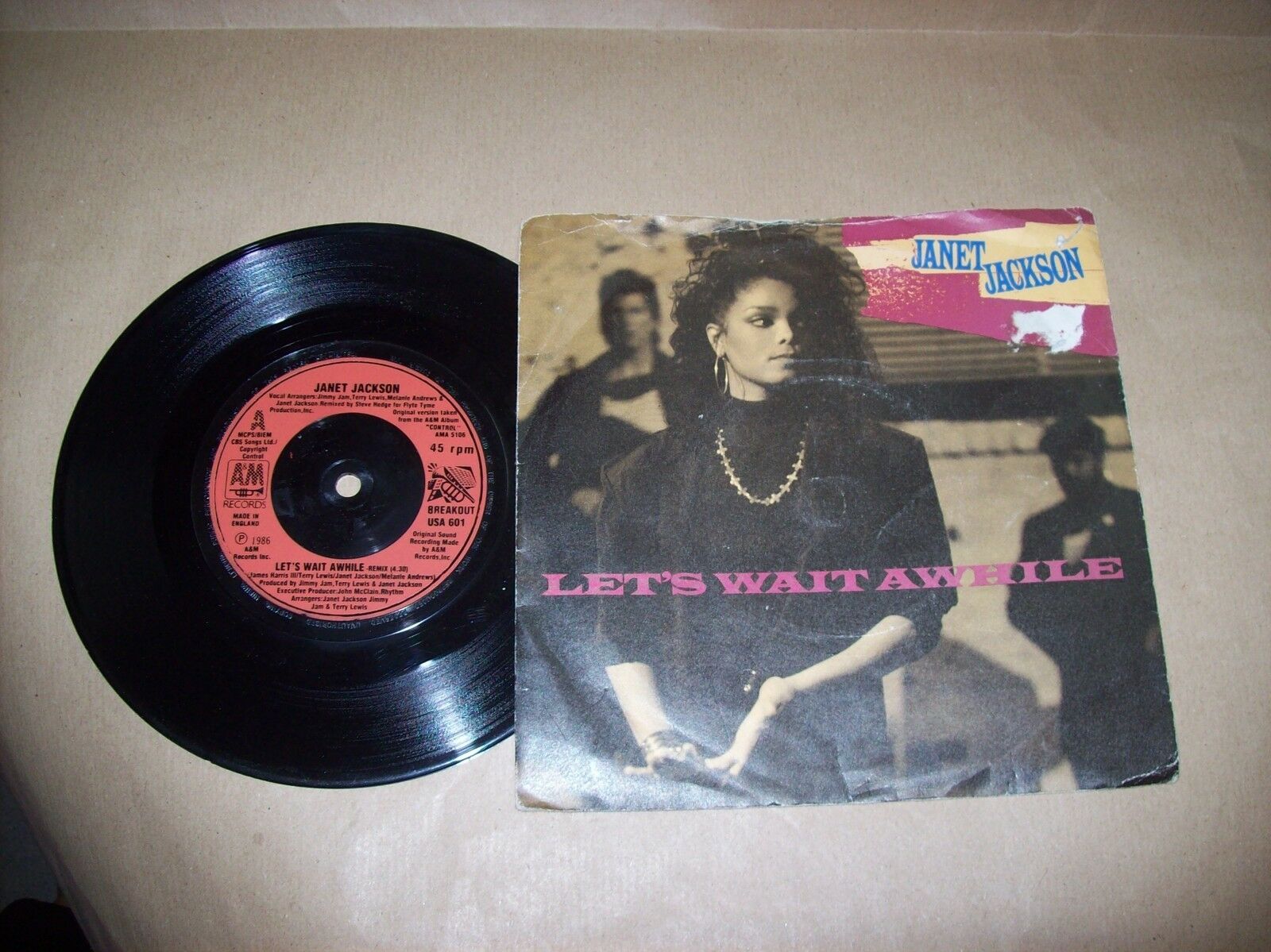 JANET JACKSON LET'S WAIT AWHILE / NASTY COOL SUMMER MIX A&M USA 601 45 GIRI