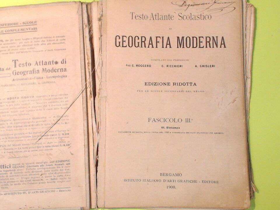 GEOGRAFIA MODERNA TESTO ATLANTE SCOLASTICO FASCICOLO III 1900 - immagine 3