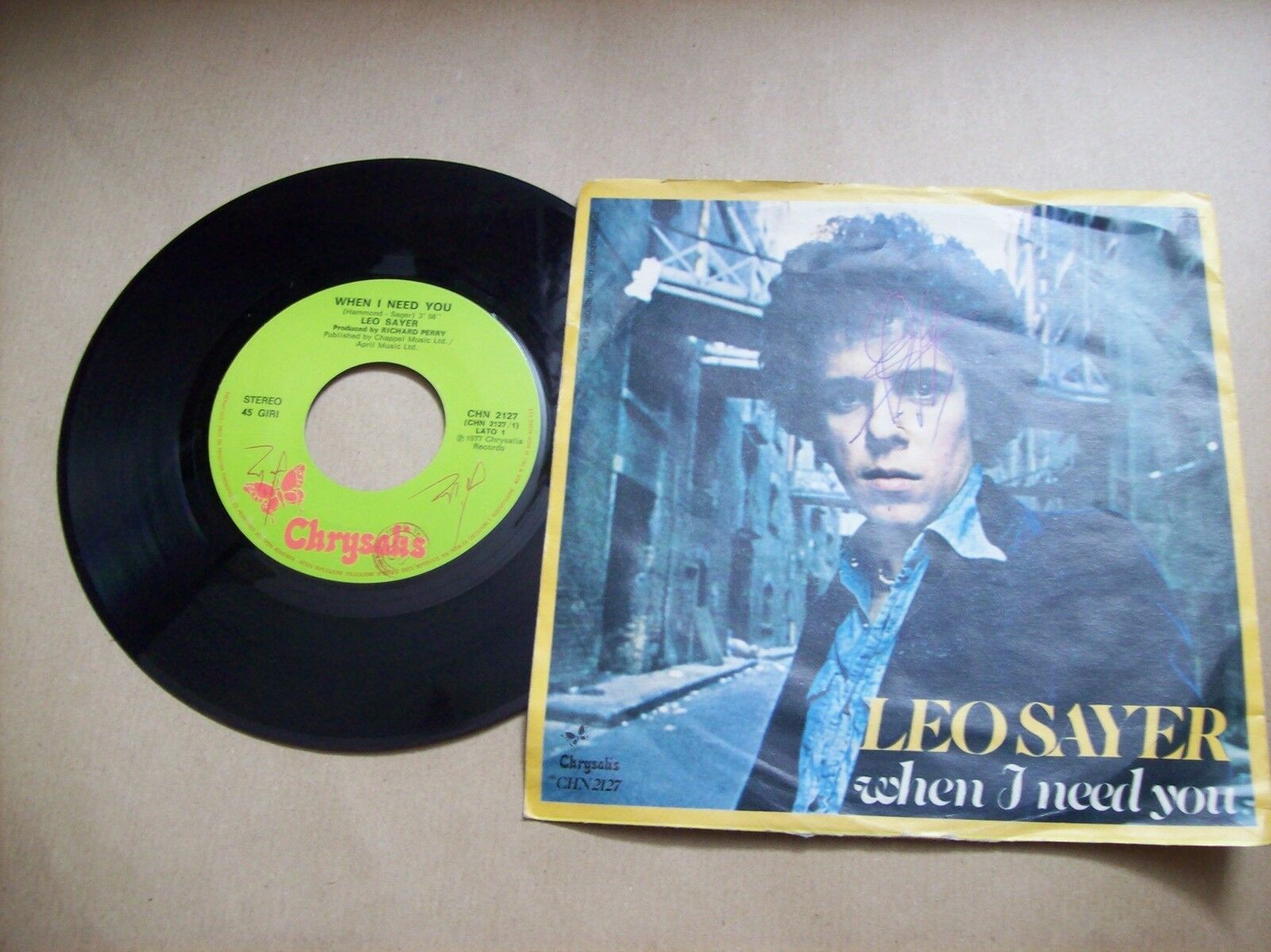 LEO SAYER WHEN I NEED YOU / I THINK WE FELL IN LOVE TOO FAST CHRYSALIS CHN 2127