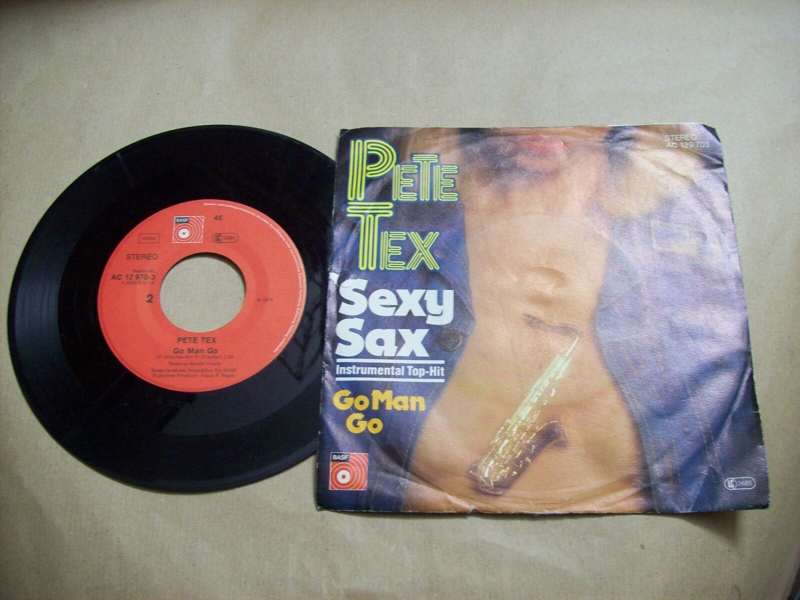 PETE TEX SEXY SAX / GO MAN GO BASF AC 129 703 45 GIRI 1976