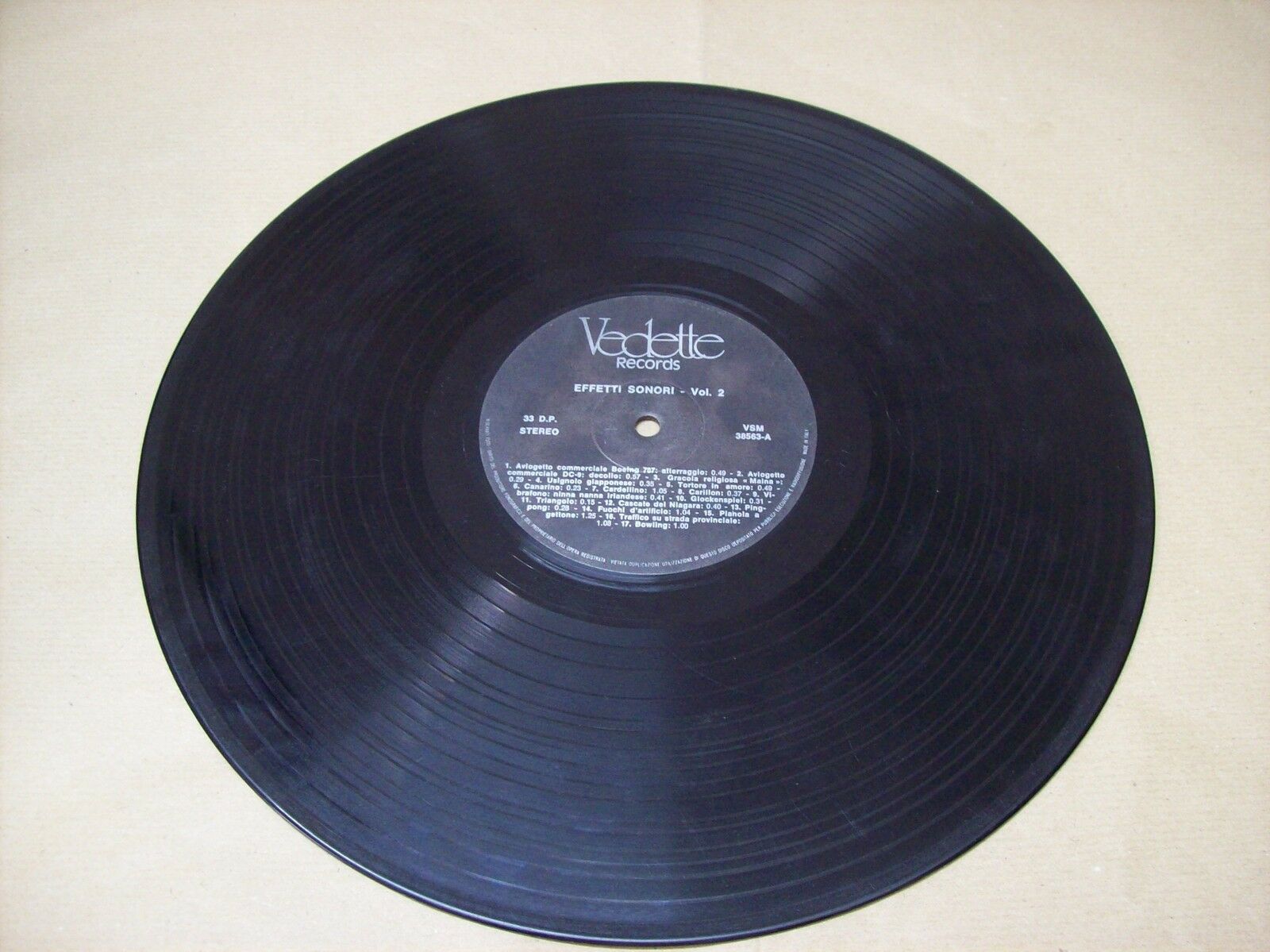 EFFETTI SONORI VOL 2 VEDETTE RECORDS VSM 38563 33 GIRI