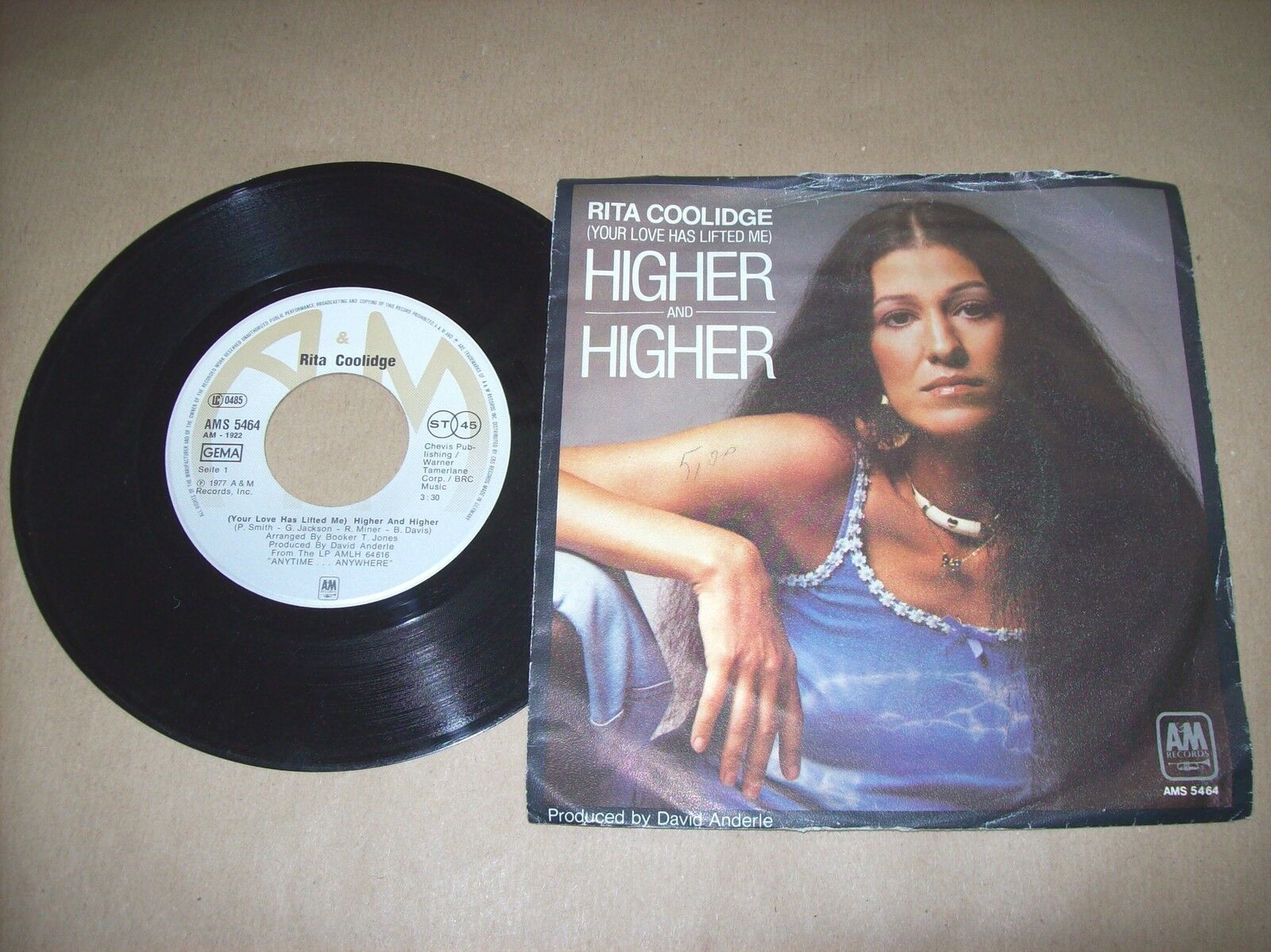 RITA COOLIDGE HIGHER AND HIGHER / WHO'S TO BLESS A&M AMS 5464 45 GIRI 1977