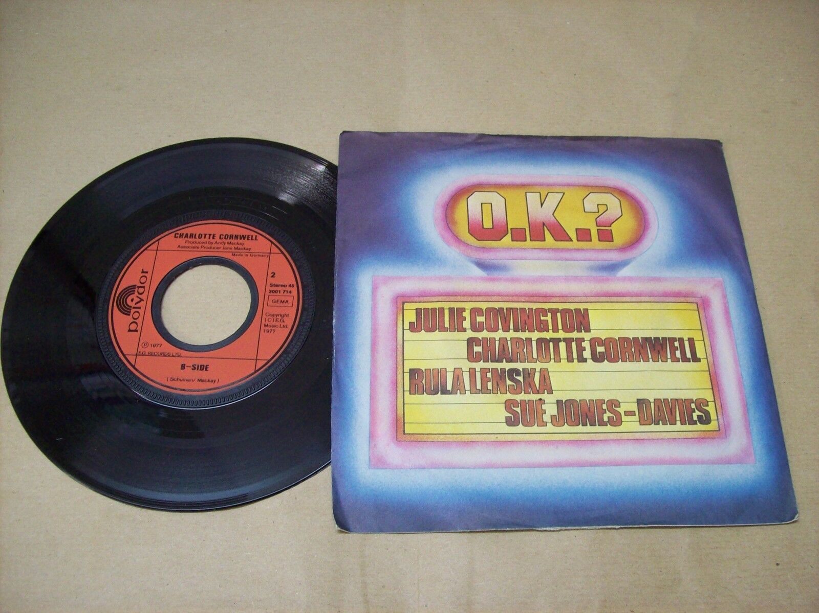 CHARLOTTE CORNWELL OK / B SIDE POLYDOR 2001 714 45 GIRI 1977