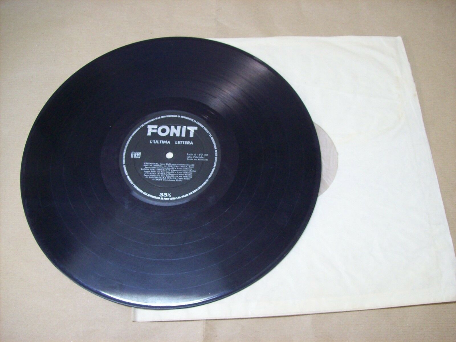L'ULTIMA LETTERA FONIT FU 005 33 GIRI