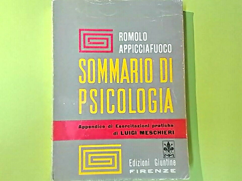 SOMMARIO DI PSICOLOGIA APPICCIAFUOCO EDIZIONI GIUNTINE 1962