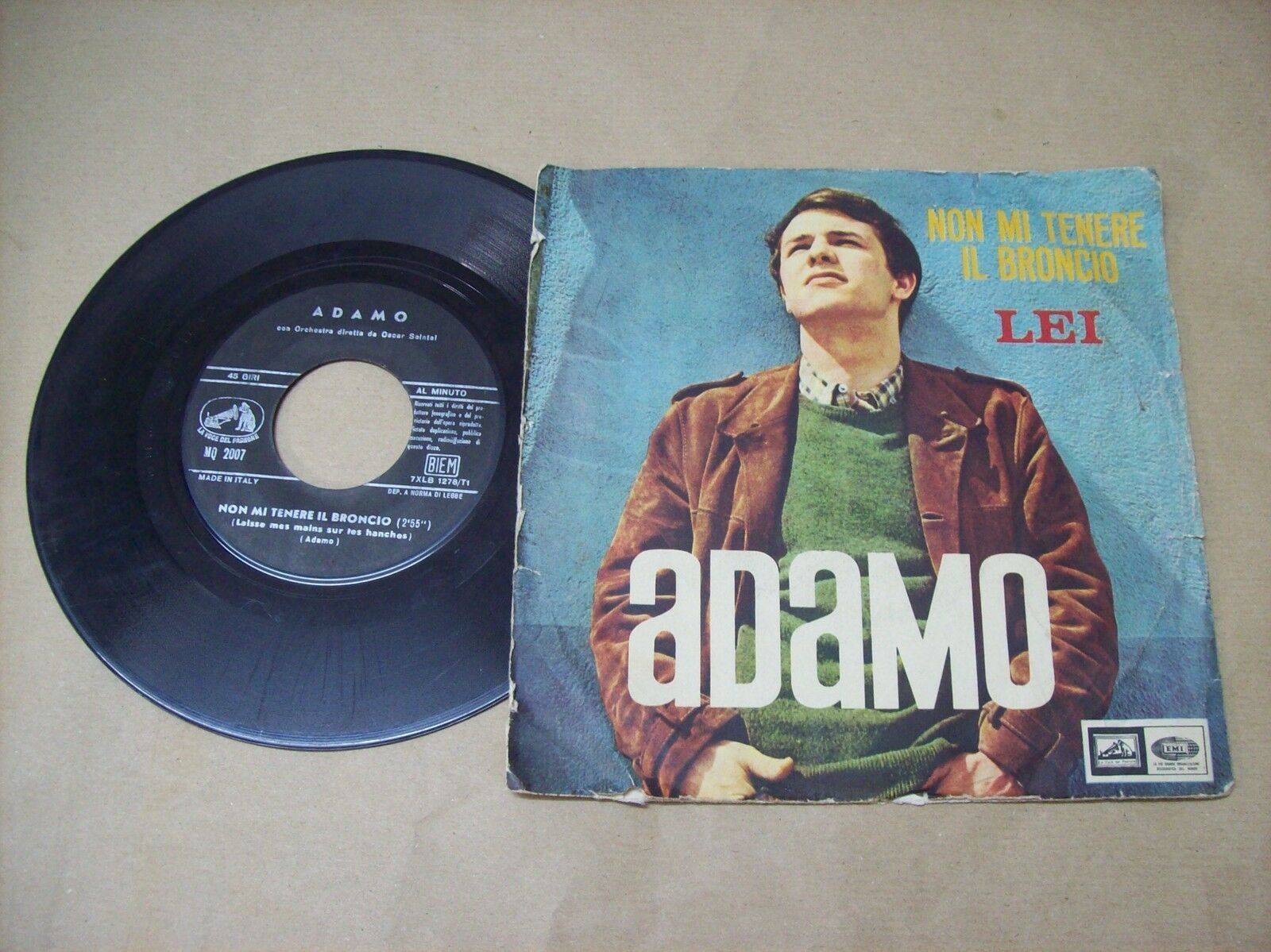 ADAMO NON MI TENERE IL BRONCIO / LEI LA VOCE DEL PADRONE MQ 2027 45 GIRI