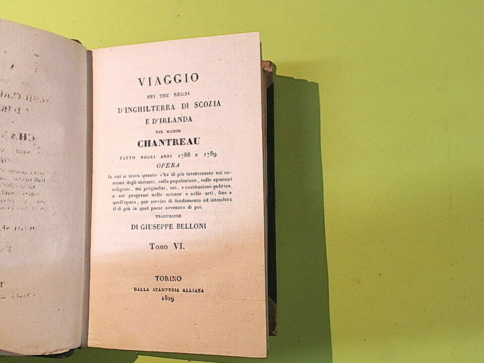 VIAGGIO INGHILTERRA SCOZIA IRLANDA CHANTREAU TOMO VI - VII -VIII ALLIANA 1829 - immagine 4