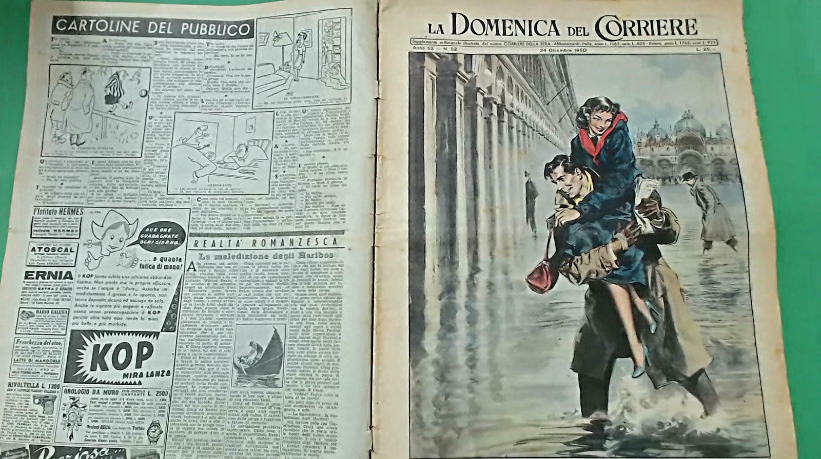LA DOMENICA DEL CORRIERE N. 52 - 24 DICEMBRE 1950 CON SOVRACOPERTA PUBBLICITARIA