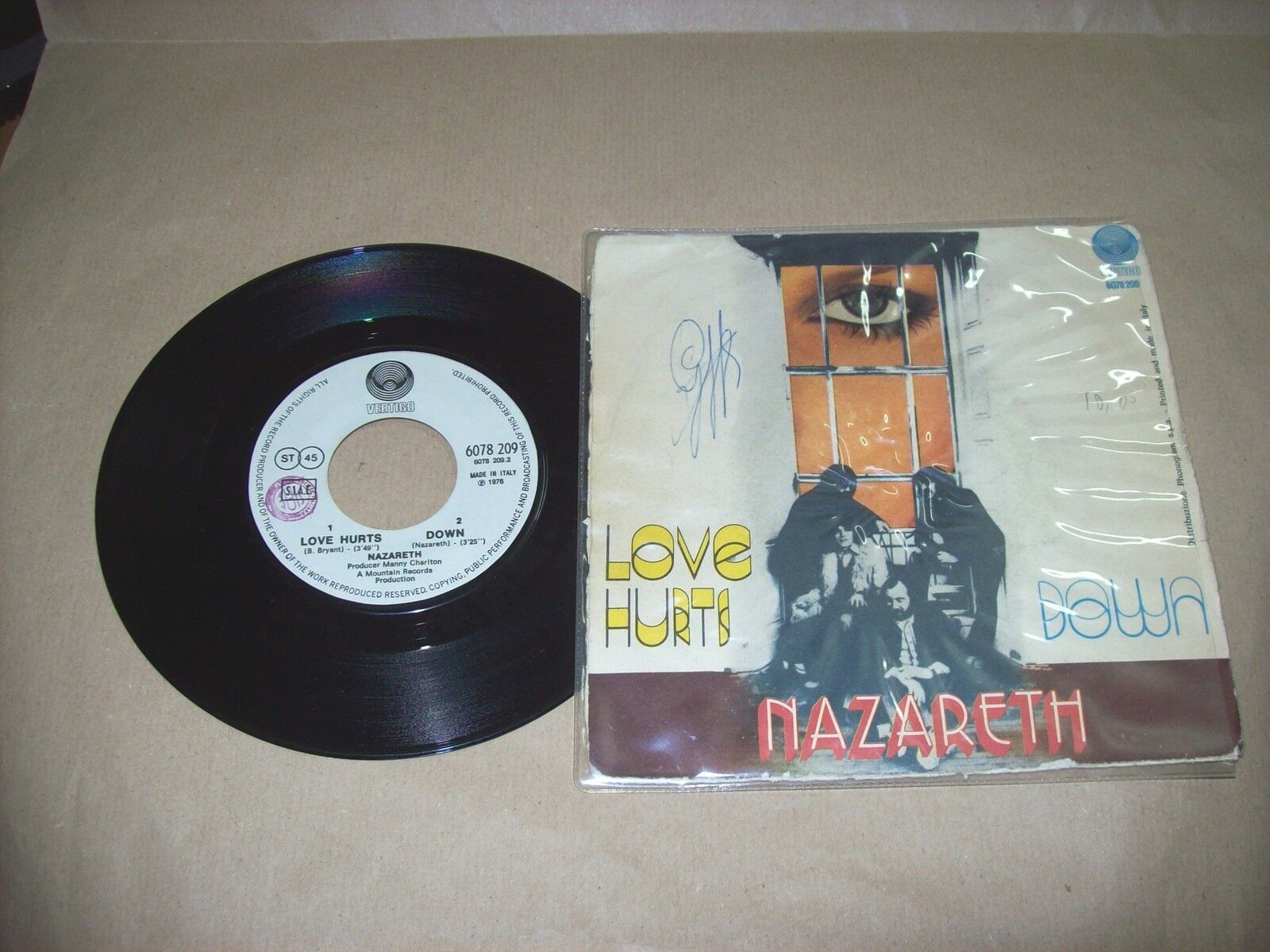NAZARETH LOVE HURTS / DOWN VERTIGO 6078 209 45 GIRI 1976