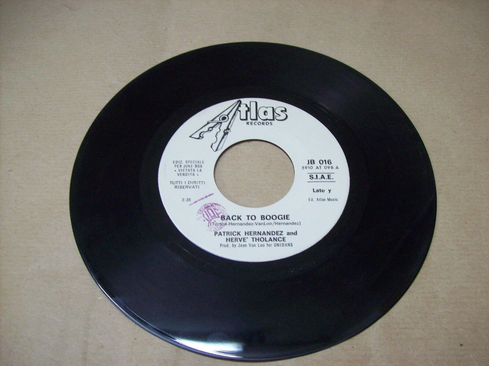PATRICK HERNANDEZ & HERVE' THOLANCE YOU TURN ME ON/BACK TO BOOGIE JB 016 45 GIRI