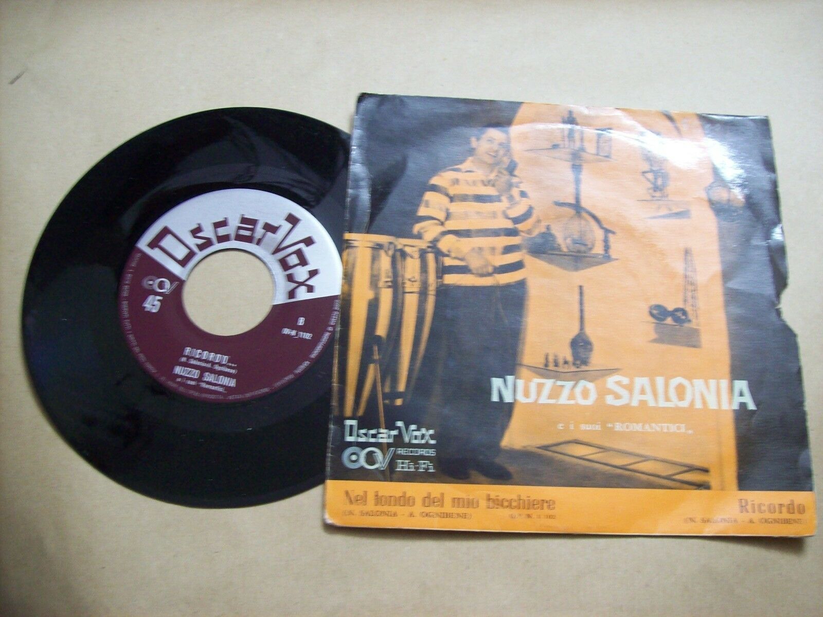 NUZZO SALONIA NEL FONDO DEL MIO BICCHIERE / RICORDO OSCAR VOX OV N 1102 45 GIRI