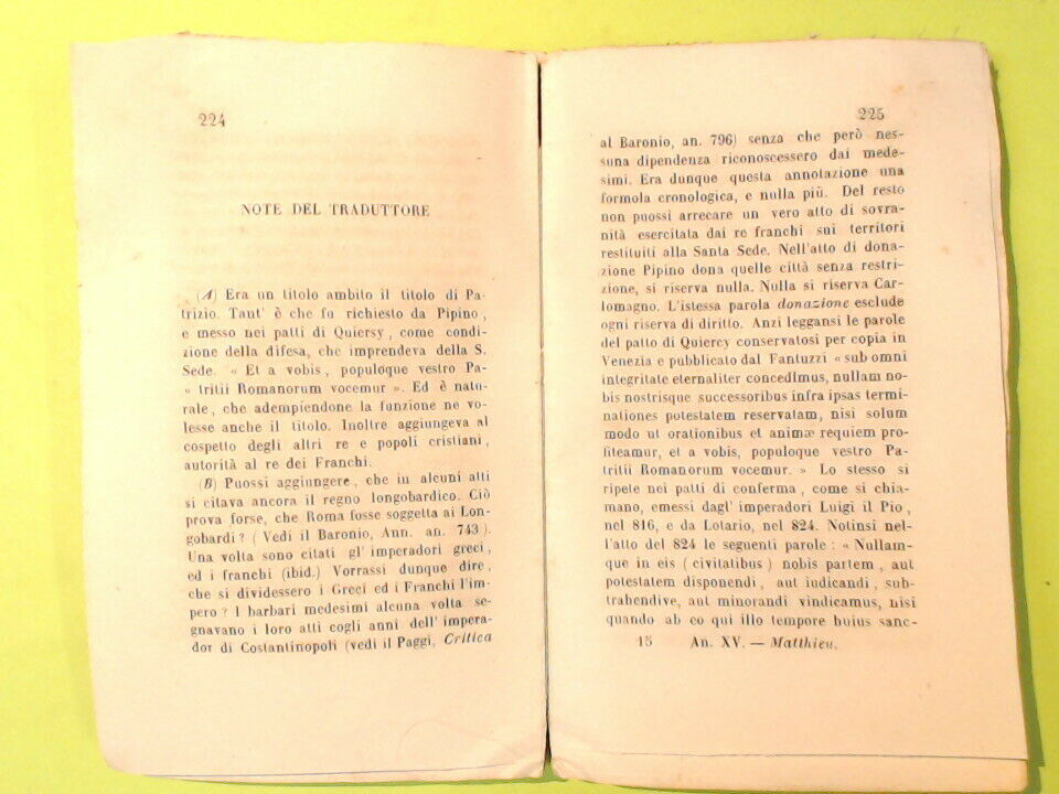 IL POTERE TEMPORALE DEI PAPI VOL I MATTHIEU TIPOGRAFIA ARMONIA 1864 - immagine 4