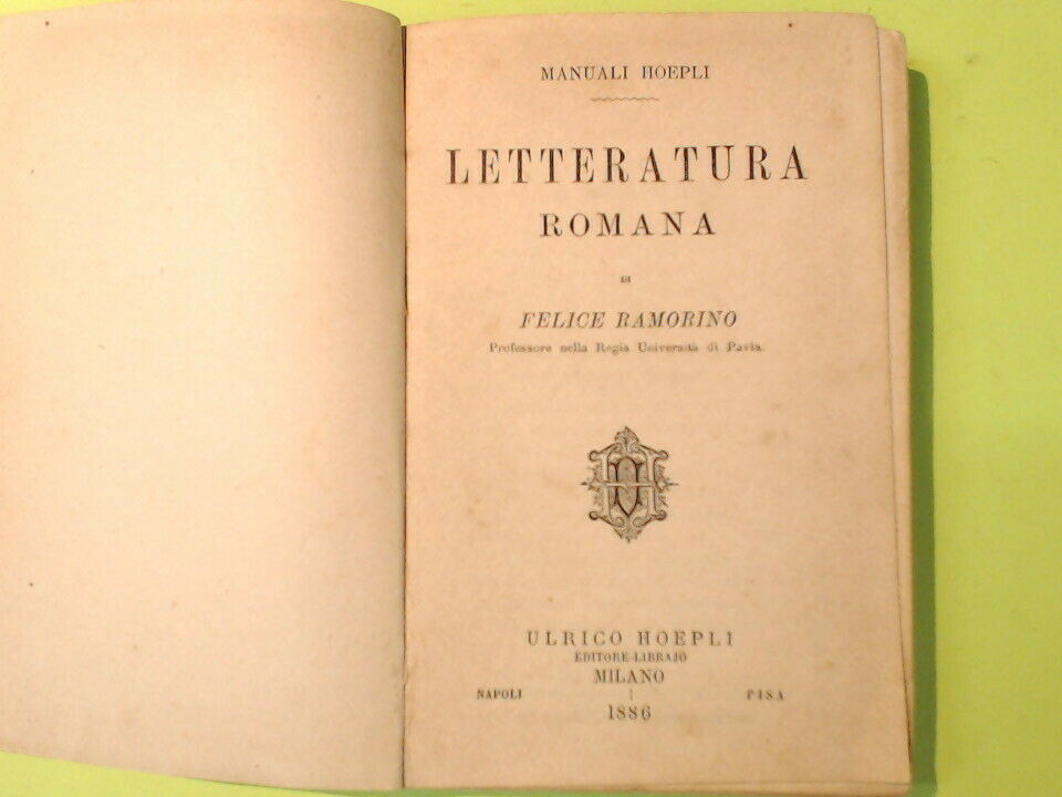 LETTERATURA ROMANA RAMORINO HOEPLI 1886 - immagine 5