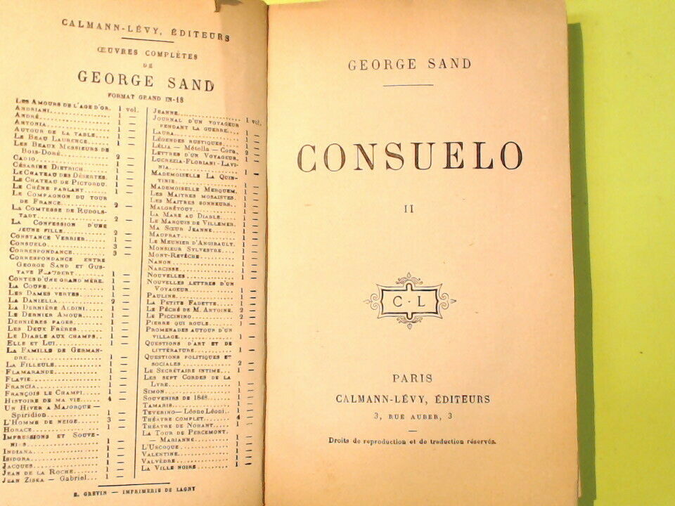 CONSUELO VOL II SAND CALMANN LEVY