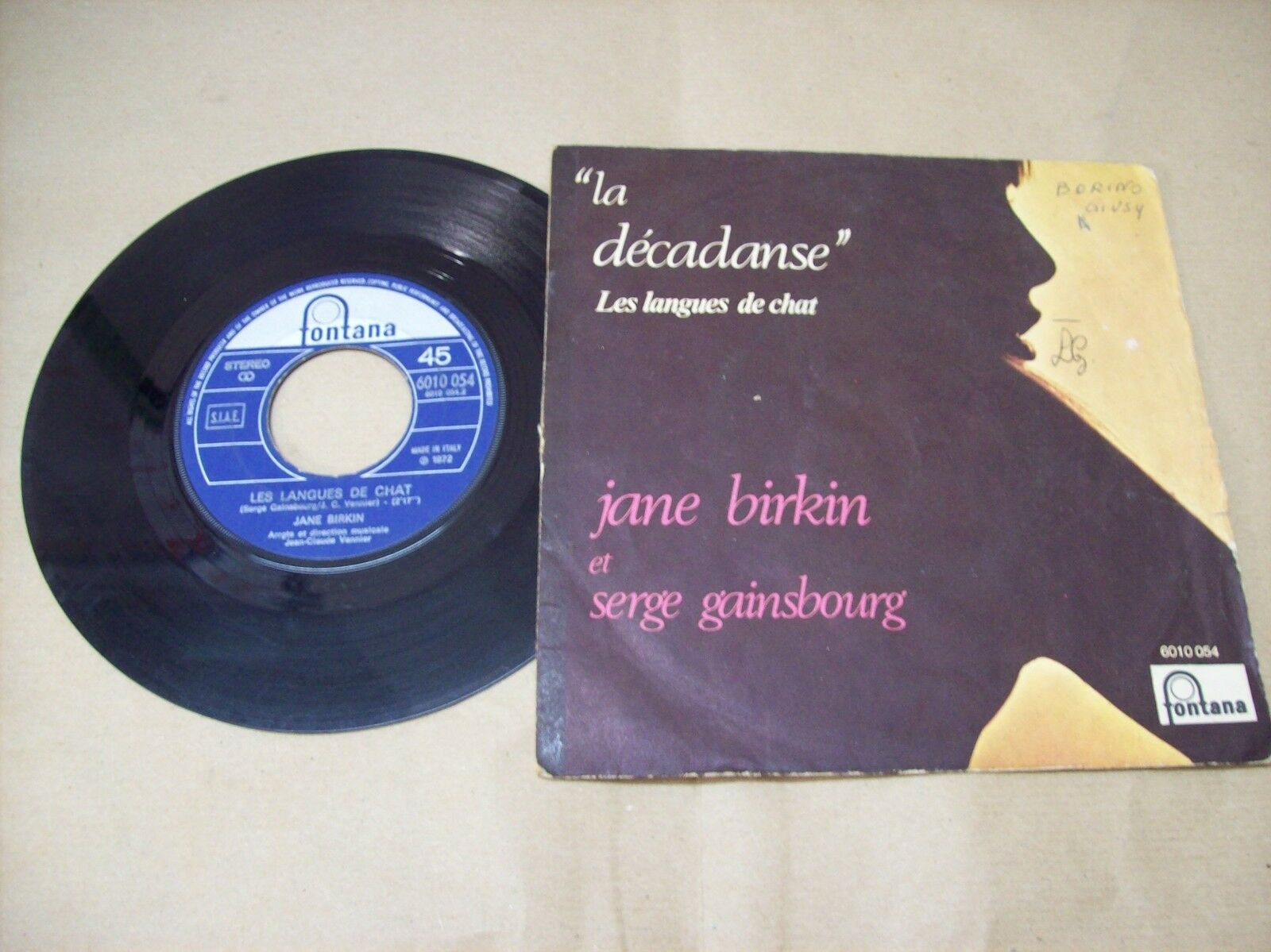 JANE BIRKIN LA DECADANCE / LES LANGUES DE CHAT FONTANA 6010 054 45 GIRI 1972