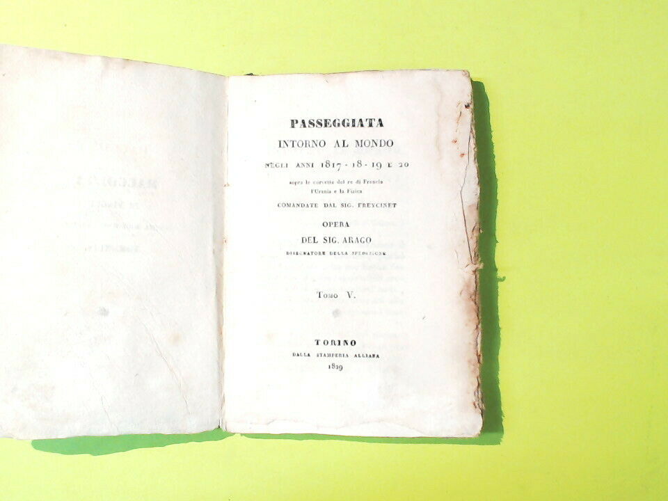 PASSEGGIATA INTORNO AL MONDO TOMO V ARAGO STAMPERIA ALLIANA 1829 - immagine 3