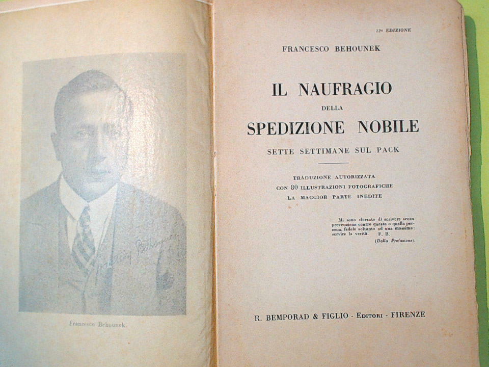IL NAUFRAGIO DELLA SPEDIZIONE NOBILE BEHOUNEK BEMPORAD 1930
